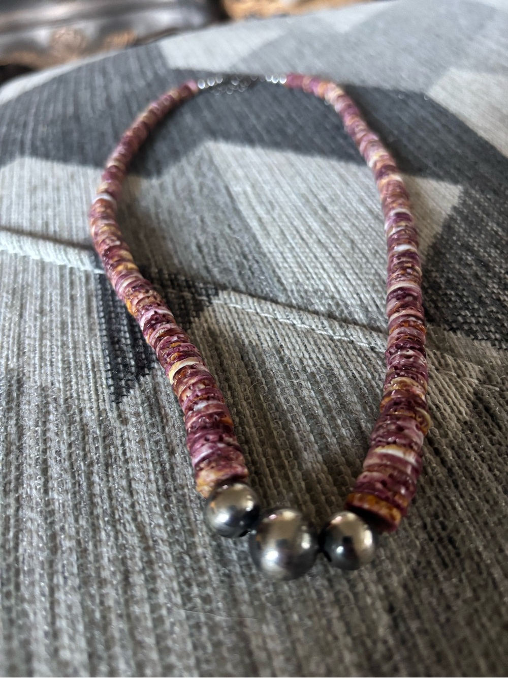 Purple Spiny Oyster Necklace with Navajo Pearl Beads